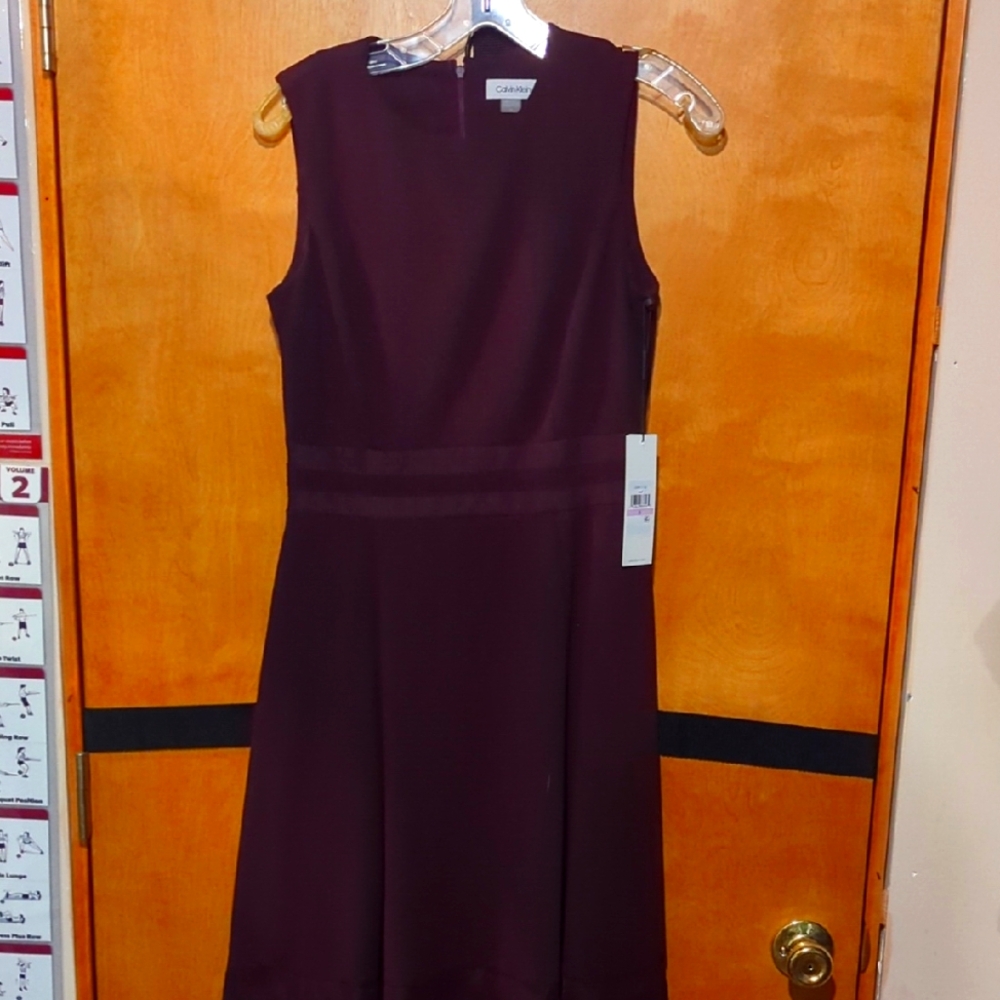 Calvin Klein Burgundy Midi Dress